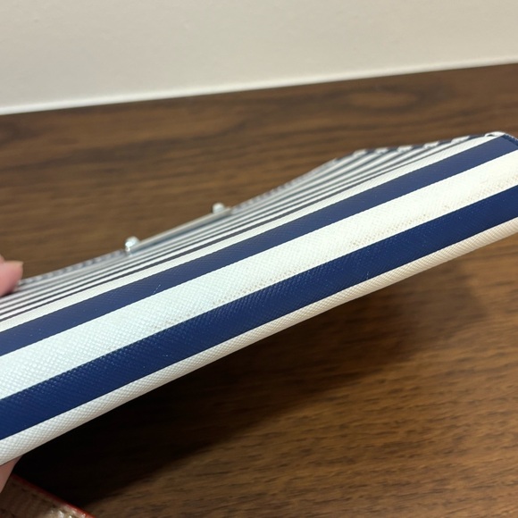Stella & Dot Navy Blue & White Striped Wallet Clutch - Picture 3 of 9